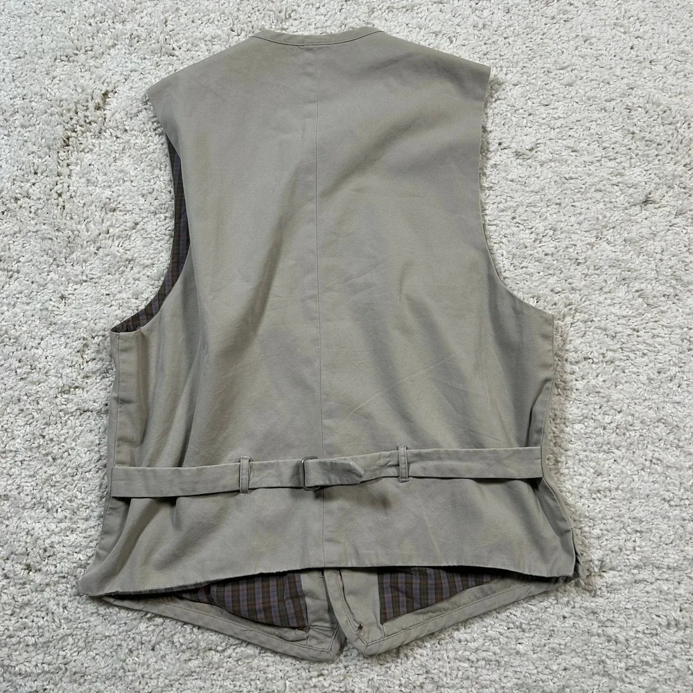 Vintage Banana Republic Safari Vest Small Tan Khaki Cotton Lined Cinch